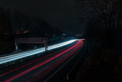 Light trails on street at night