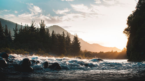 View of river at sunset