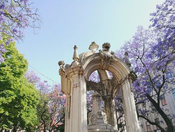 Low angle view of statue against clear sky