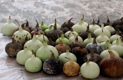 High angle view of fruits on table