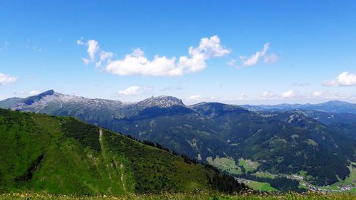 Scenic view of mountains against sky