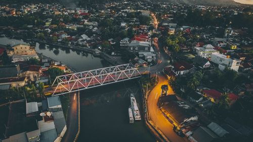 High angle view of cityscape against sky