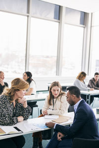 Group of people having business seminar