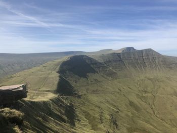 Scenic view of mountains against cloudy sky