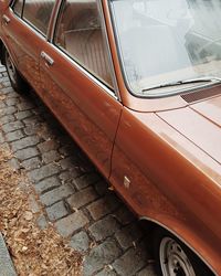 High angle view of car on street