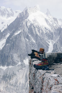 Scenic view of snow mountains