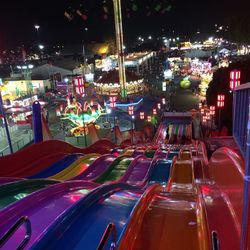 Panoramic view of illuminated stage at night