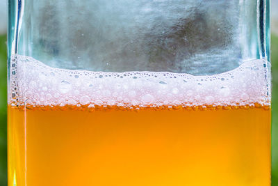 Close-up of beer glass