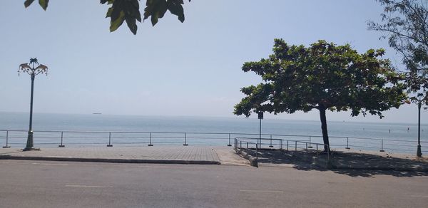 Scenic view of sea against clear sky