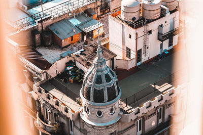 High angle view of buildings in city