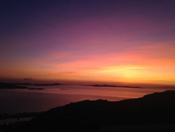 Scenic view of silhouette landscape against sky during sunset