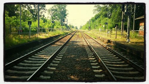 Railroad tracks on railroad track