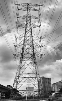 Low angle view of electricity pylon