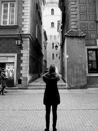 Woman walking on street