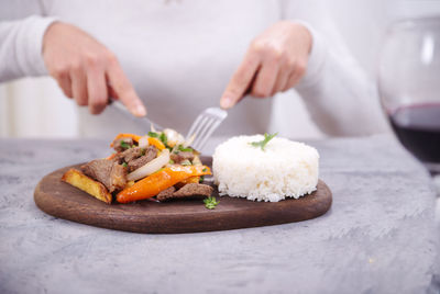 Close-up of person preparing food