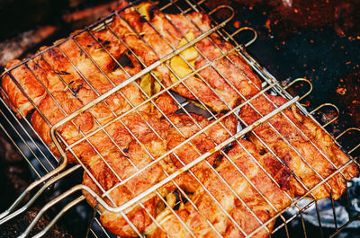 Close-up of fish in cage