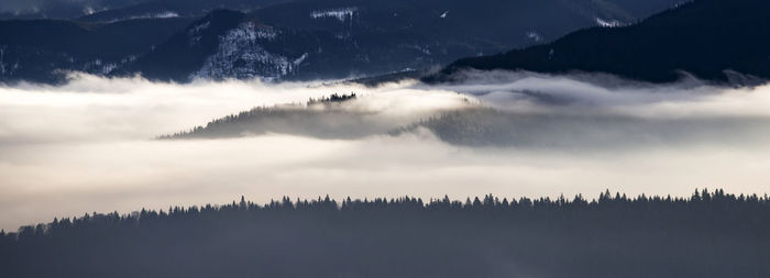 Low angle view of silhouette mountain against sky