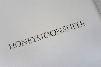 High angle view of text on white background