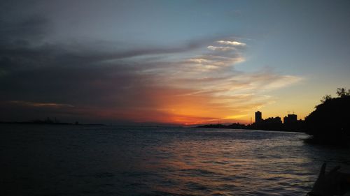 Scenic view of sea at sunset