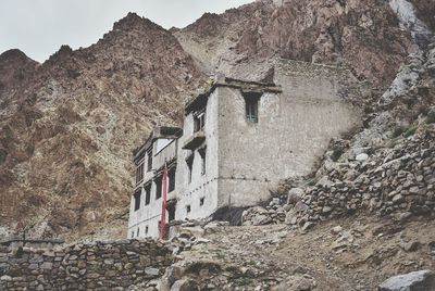 Low angle view of castle on mountain