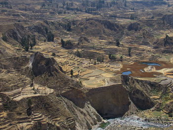 High angle view of rock formations