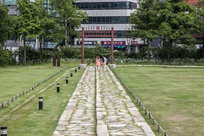 People walking on footpath