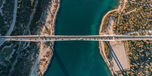 High angle view of bridge over river