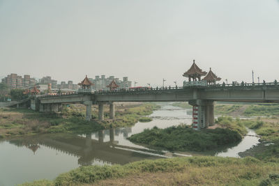 Bridge over river against sky