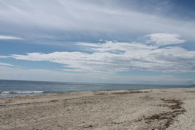 Scenic view of sea against cloudy sky