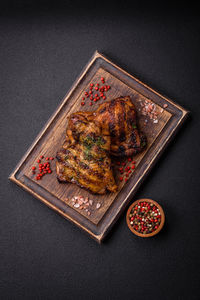 High angle view of food on table
