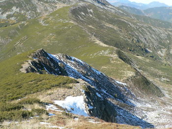 High angle view of snowcapped mountain