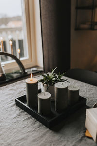 Advent candles on table