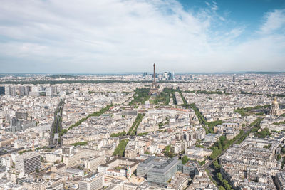 High angle view of paris cityscape