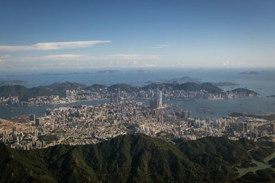 High angle view of townscape against sky