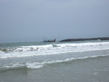 Scenic view of sea against clear sky