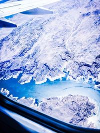 Aerial view of snow covered landscape