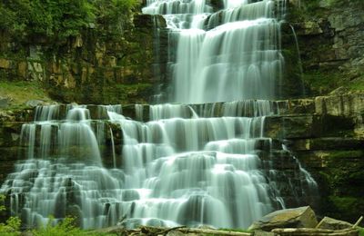 Scenic view of waterfall