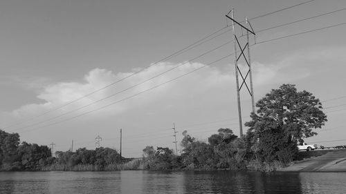 Power lines against sky