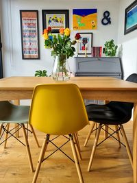 Empty chairs and table at home