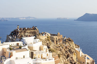 High angle view of buildings in city