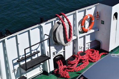 High angle view of boats in sea