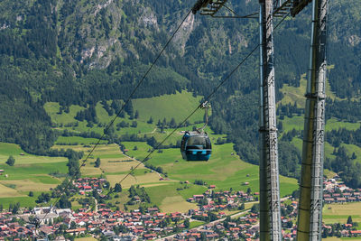 High angle view of overhead cable car on road