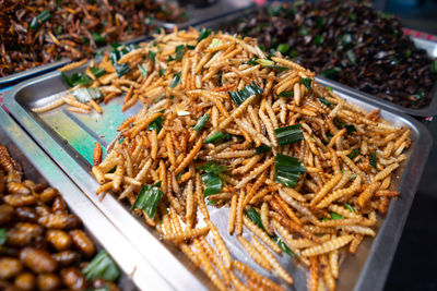 High angle view of food in market