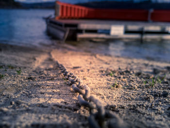 Close-up of stones on beach