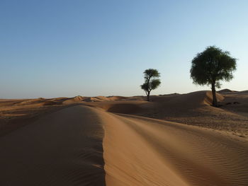 Scenic view of desert against clear sky