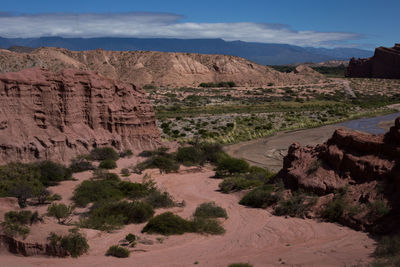 Scenic view of landscape against cloudy sky