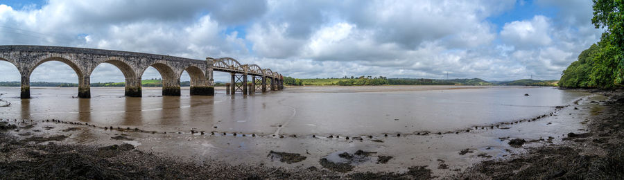 Rail bridge over the river tavy devon dartmoor plymouth for the tamar railway train on the bridge