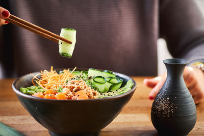 Close-up of food on table