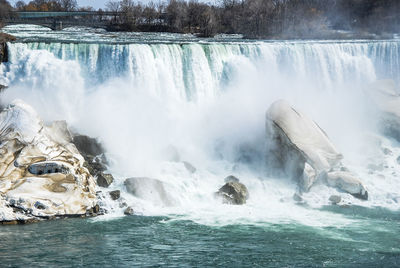 Scenic view of waterfall