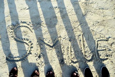 Low section of people on tiled floor